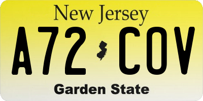 NJ license plate A72COV