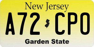 NJ license plate A72CPO