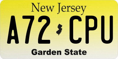 NJ license plate A72CPU