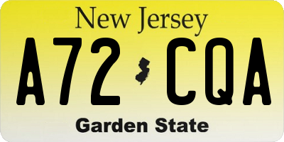 NJ license plate A72CQA