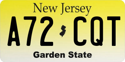 NJ license plate A72CQT