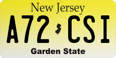 NJ license plate A72CSI