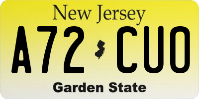 NJ license plate A72CUO