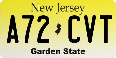 NJ license plate A72CVT