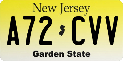 NJ license plate A72CVV
