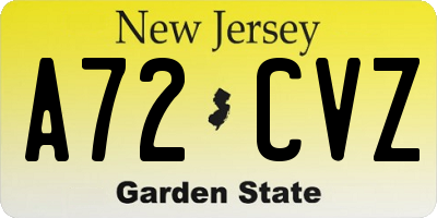 NJ license plate A72CVZ
