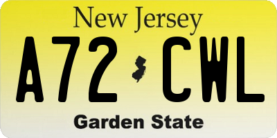 NJ license plate A72CWL
