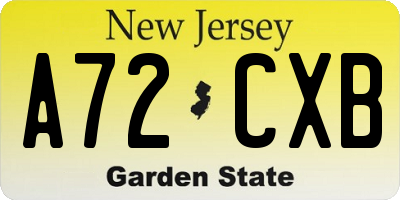 NJ license plate A72CXB