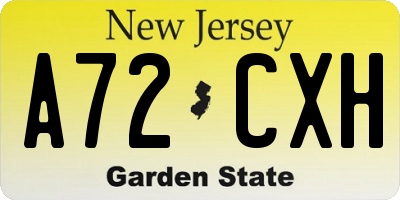 NJ license plate A72CXH
