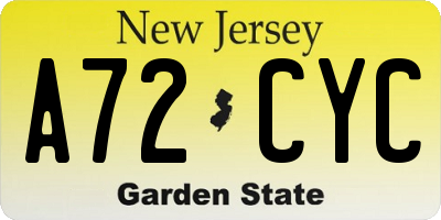 NJ license plate A72CYC