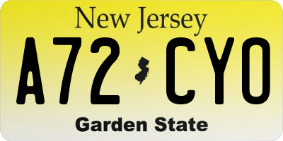 NJ license plate A72CYO