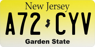 NJ license plate A72CYV