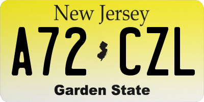 NJ license plate A72CZL