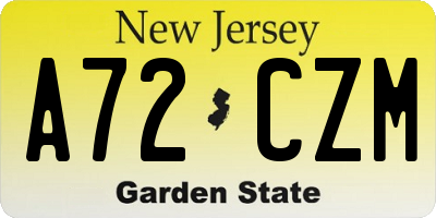 NJ license plate A72CZM