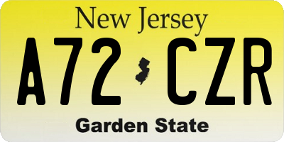 NJ license plate A72CZR