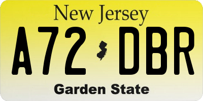 NJ license plate A72DBR