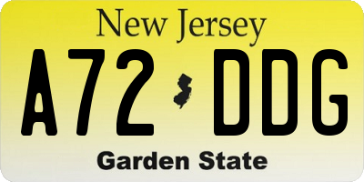 NJ license plate A72DDG