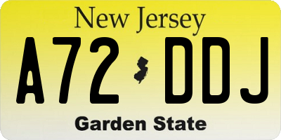 NJ license plate A72DDJ