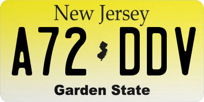 NJ license plate A72DDV