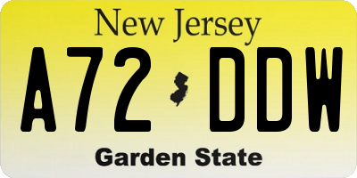 NJ license plate A72DDW