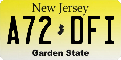 NJ license plate A72DFI