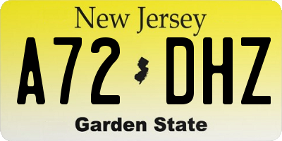 NJ license plate A72DHZ