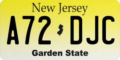 NJ license plate A72DJC