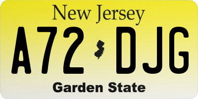 NJ license plate A72DJG