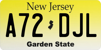 NJ license plate A72DJL