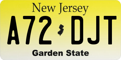 NJ license plate A72DJT