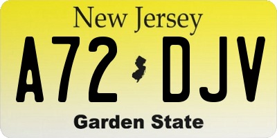 NJ license plate A72DJV