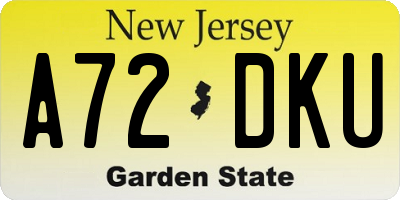 NJ license plate A72DKU