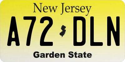 NJ license plate A72DLN