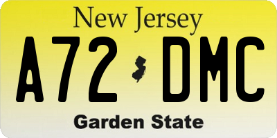 NJ license plate A72DMC