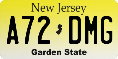 NJ license plate A72DMG