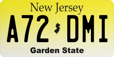 NJ license plate A72DMI