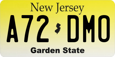 NJ license plate A72DMO