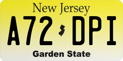 NJ license plate A72DPI