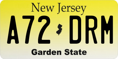 NJ license plate A72DRM