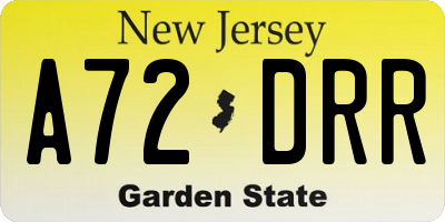 NJ license plate A72DRR