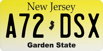 NJ license plate A72DSX