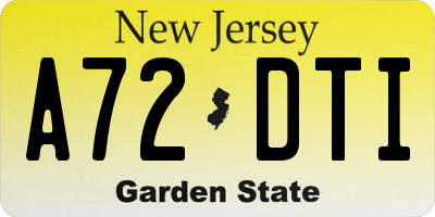 NJ license plate A72DTI