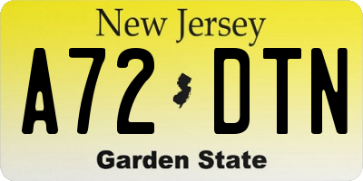 NJ license plate A72DTN