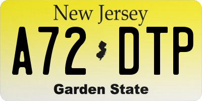 NJ license plate A72DTP