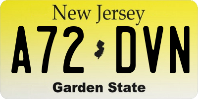 NJ license plate A72DVN
