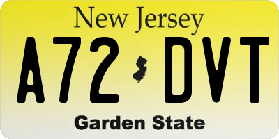NJ license plate A72DVT