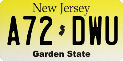NJ license plate A72DWU