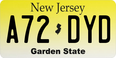 NJ license plate A72DYD