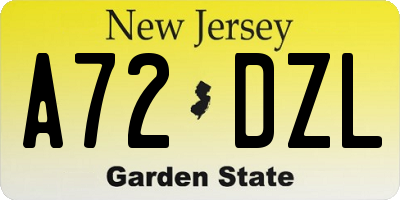 NJ license plate A72DZL