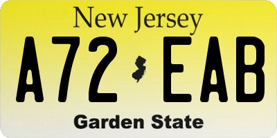 NJ license plate A72EAB